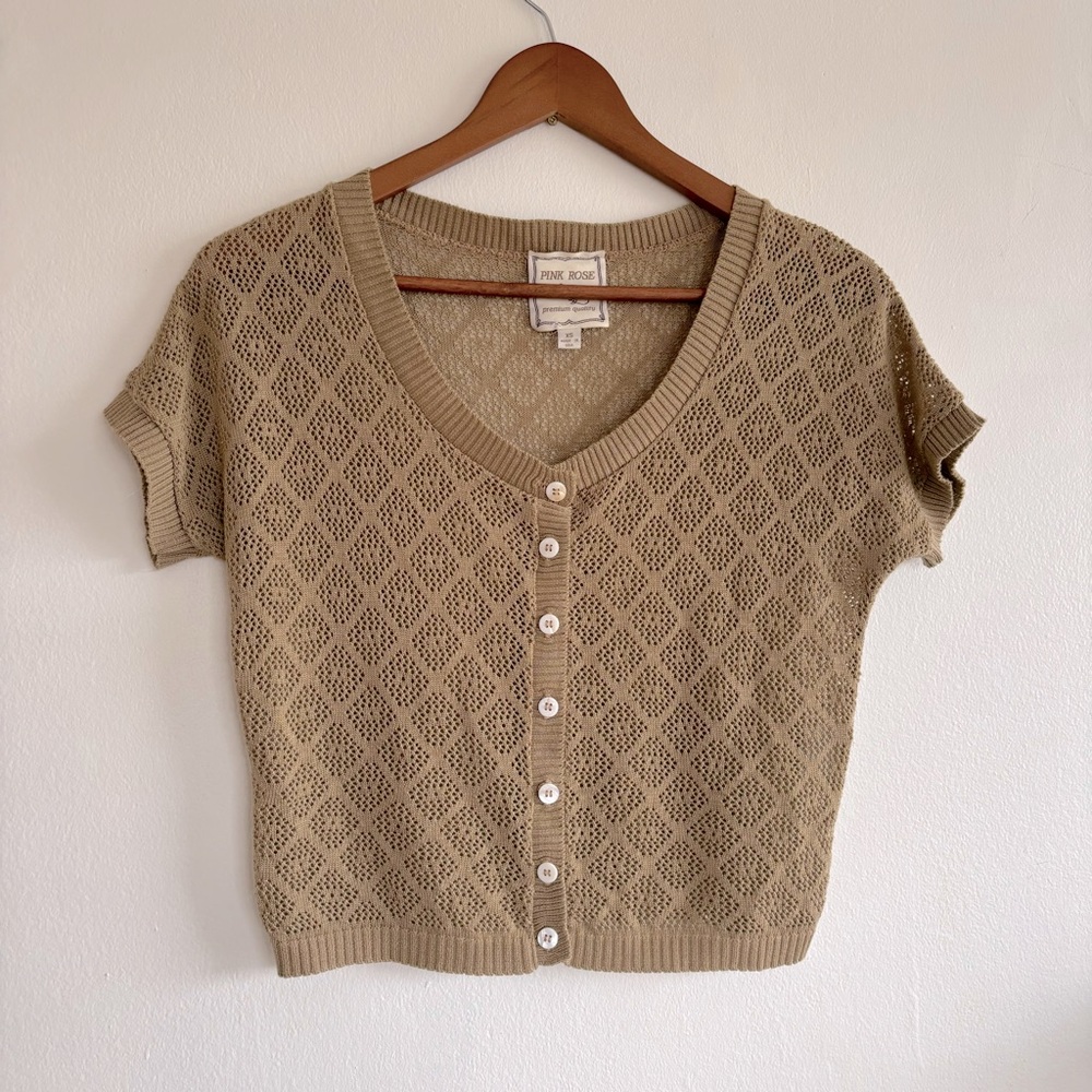 Vintage Knit Button Up Crop Top